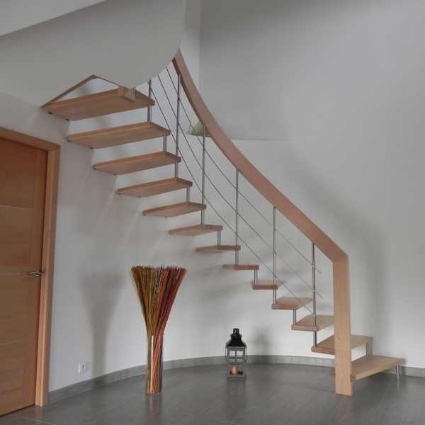 Escalier lÃ©ger bois inox rampe d'escalier courbe