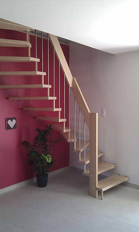 demi tournant escalier moderne bois metal