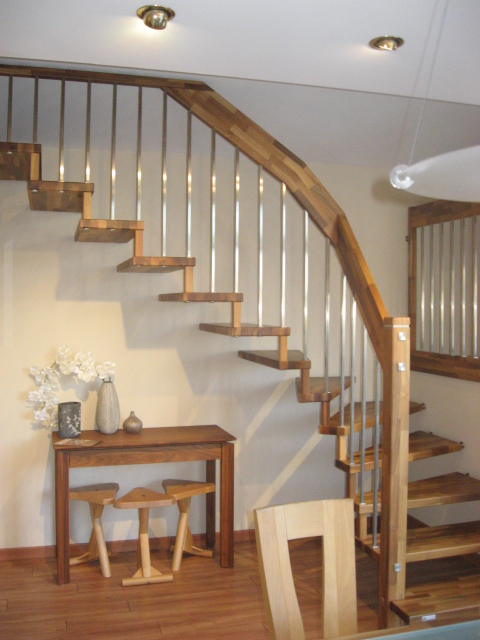 quart tournant escalier contemporain bois inox