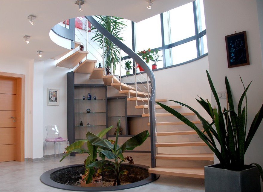 Escalier bois moderne hÃ©licoidal courbe