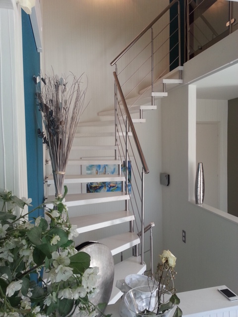 Moderne escalier autoportant bois et inox